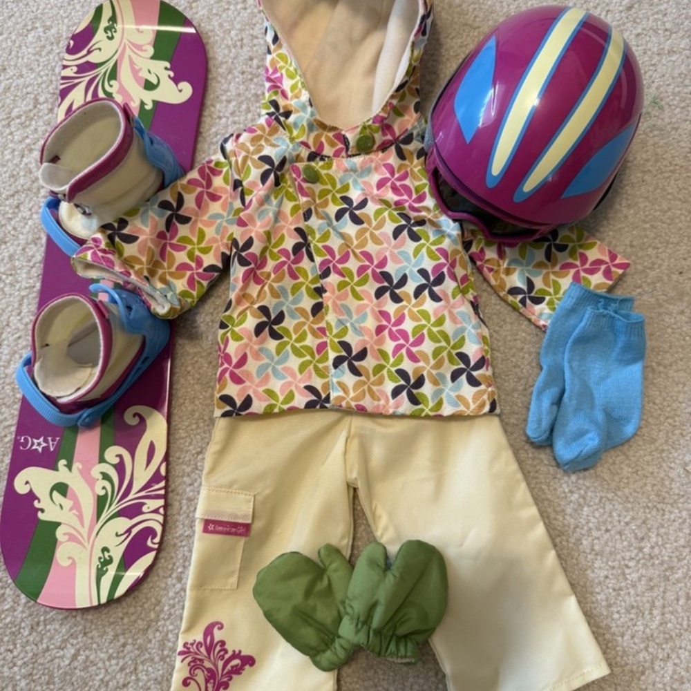 American Girl Snowboard Outfit and snowboard set